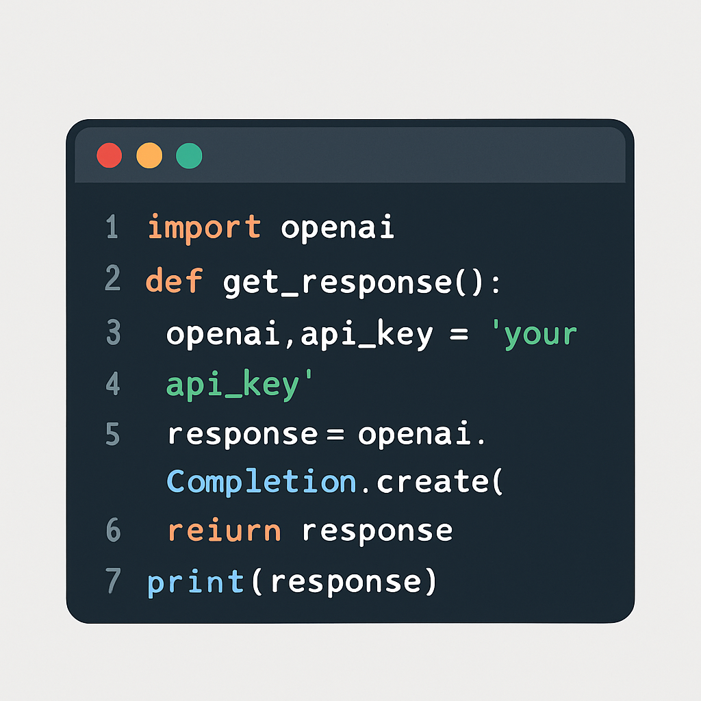 Editor de código Python mostrando integração com OpenAI API