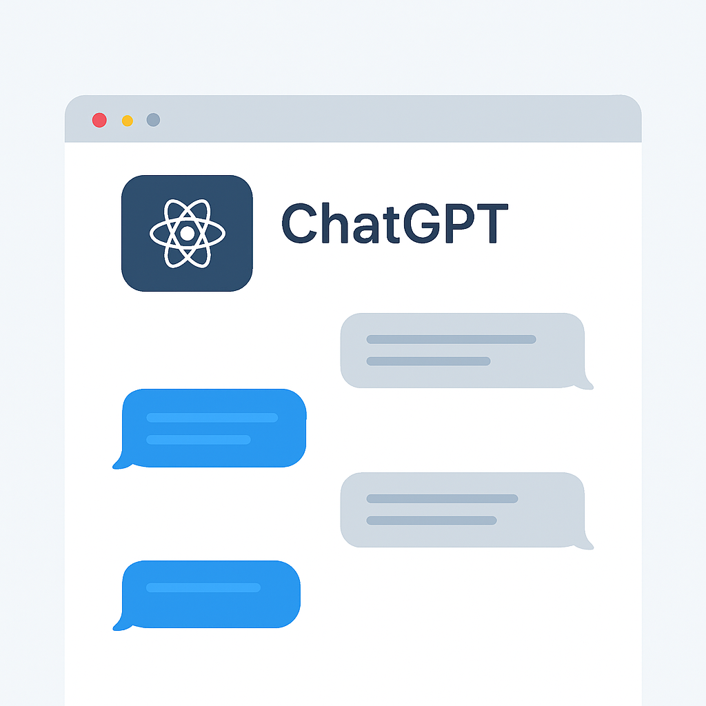 Interface de chat React mostrando conversa com ChatGPT