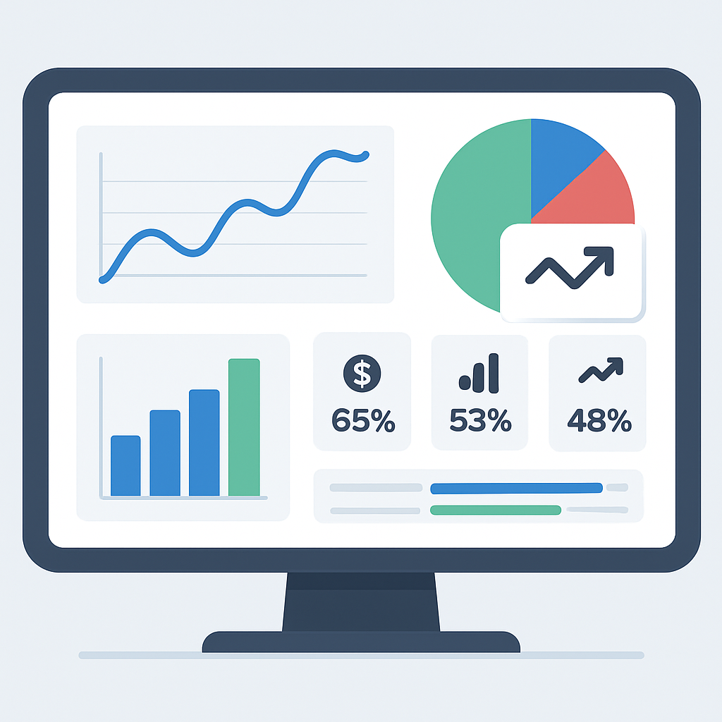 Dashboard de analytics complexo mostrando múltiplos streams de receita, taxas de conversão e métricas de performance para blog tech