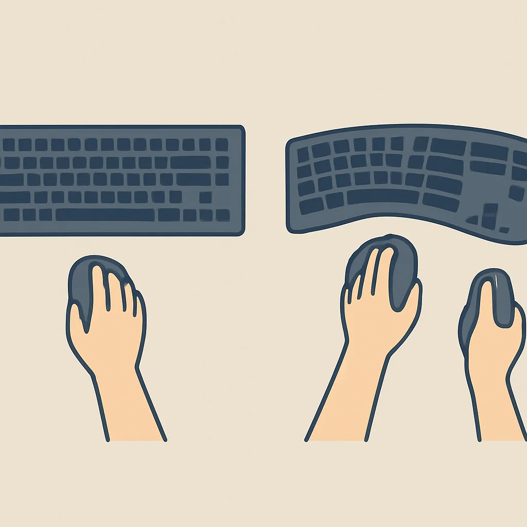Comparativo entre teclado e mouse tradicionais e ergonômicos