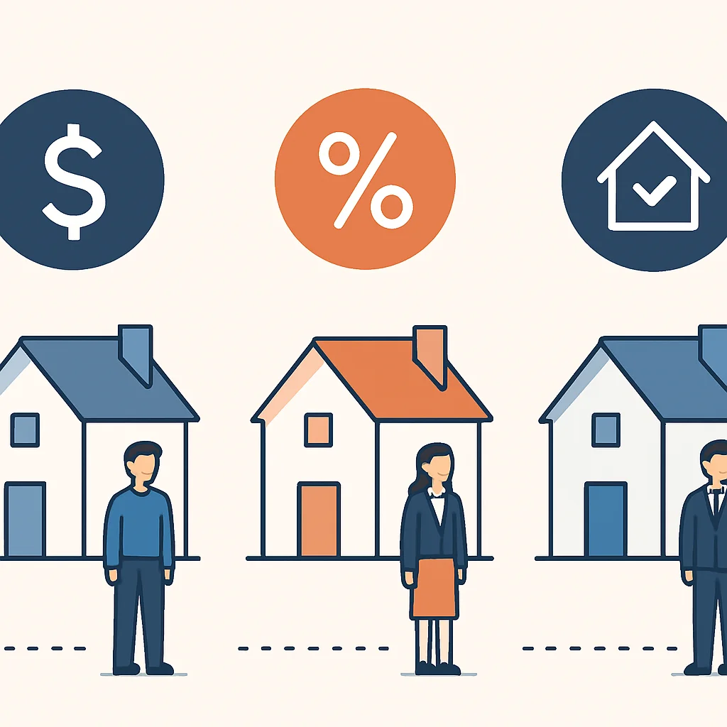 Infográfico comparando cenários de financiamento para compradores de primeira viagem
