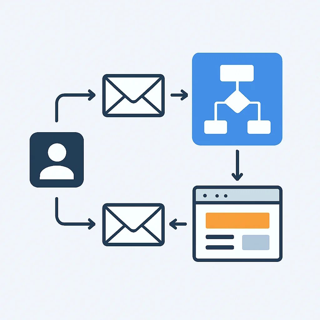 Fluxograma de automação de email marketing para onboarding de desenvolvedores
