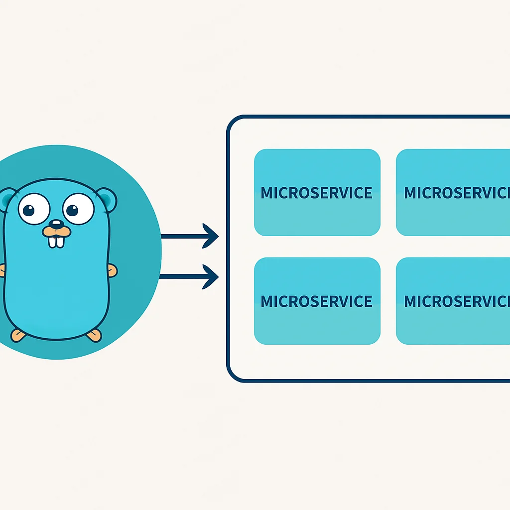 Diagrama arquitetural de microsserviços se comunicando eficientemente usando GoLang