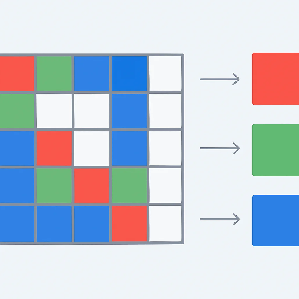 Estrutura de pixels e canais de cor de uma imagem digital