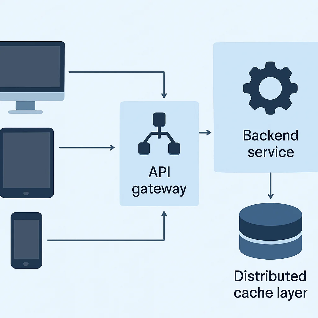 Diagrama arquitetônico de uma aplicação web com cache distribuído