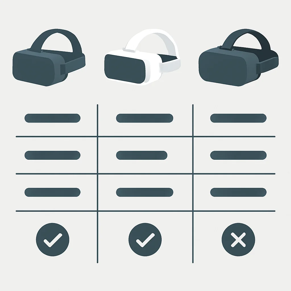 Gráfico comparativo de especificações de headsets VR/AR, destacando diferenças-chave para desenvolvedores