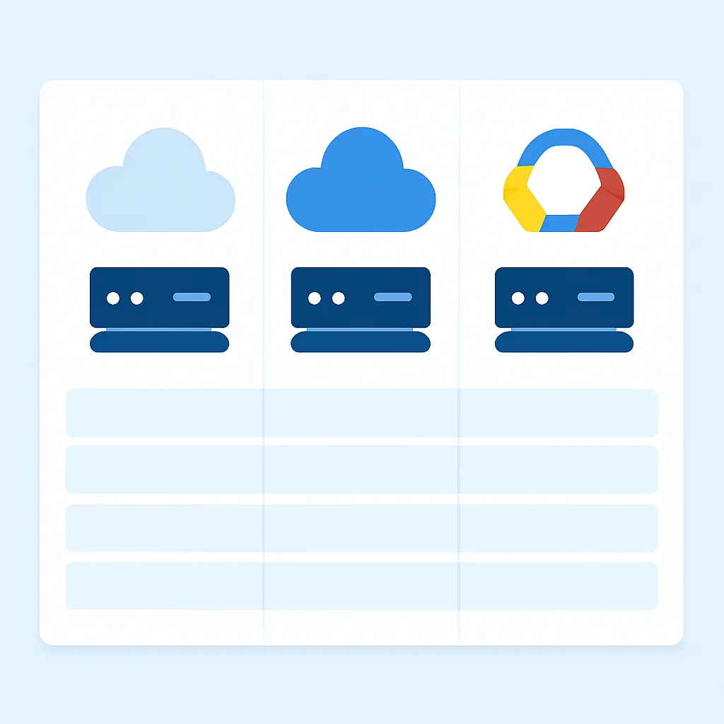 Tabela comparativa de serviços de computação em nuvem (EC2, Azure VMs, Compute Engine)