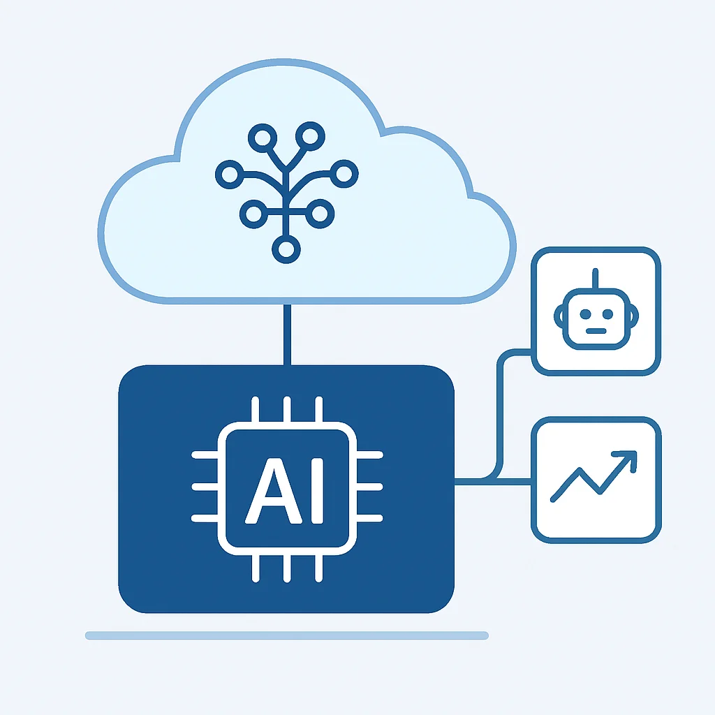 Diagrama conceitual ilustrando a integração de serviços de IA/ML em uma plataforma cloud