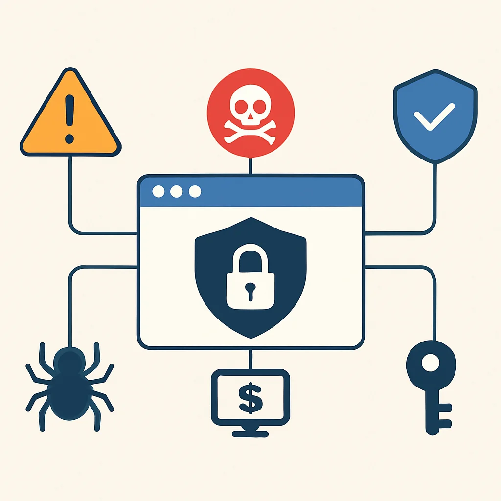 Diagrama ilustrando vulnerabilidades de segurança comuns na Web3 e estratégias de mitigação