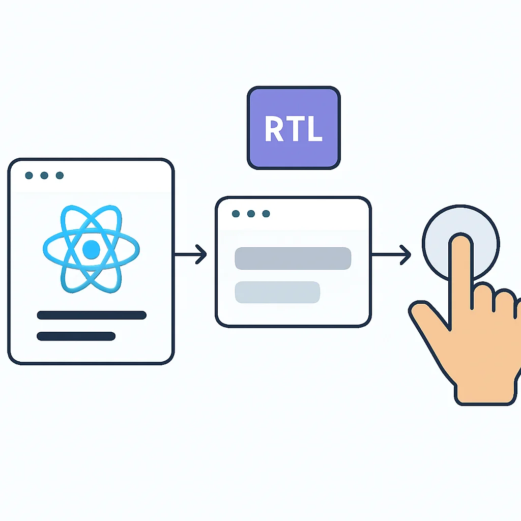 Diagrama mostrando um componente React sendo renderizado pela RTL e simulação de interação do usuário