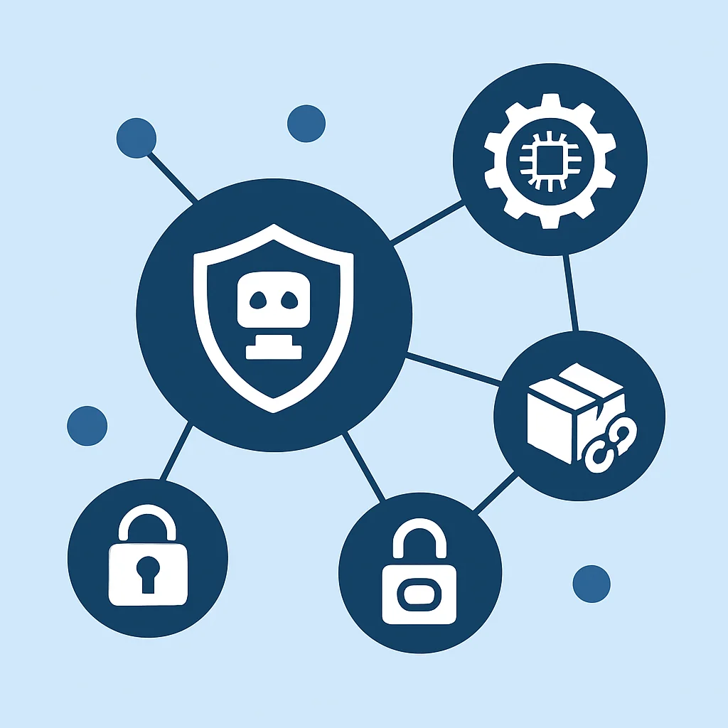Visualização futurista das tendências de DevSecOps com IA e Zero Trust