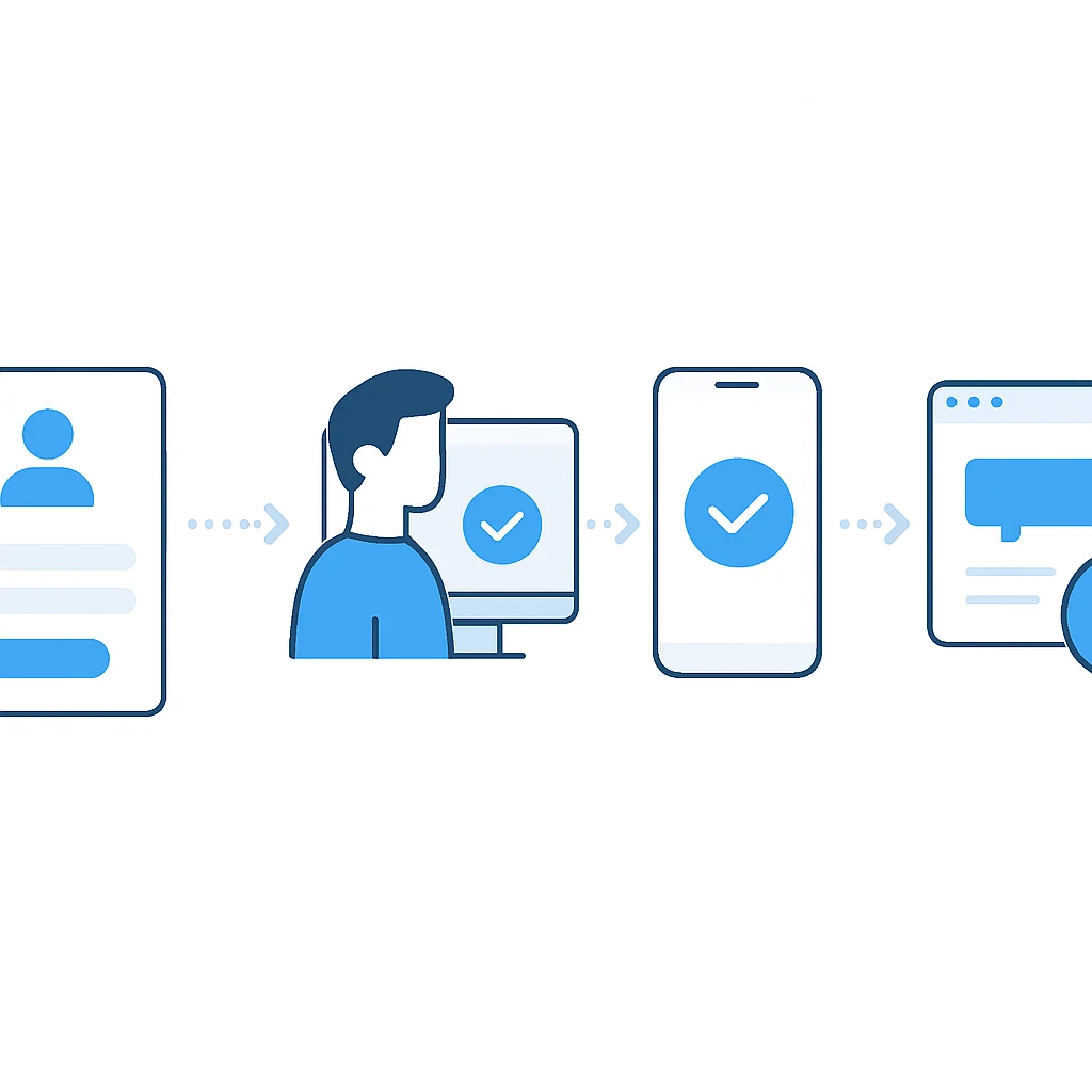 Diagrama de fluxo de onboarding de usuário mostrando etapas desde o cadastro até a primeira interação bem-sucedida