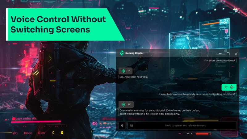 Interface de IA em um jogo futurista de cloud gaming