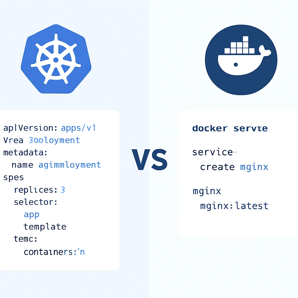 Comparação de código entre YAML do Kubernetes e CLI do Docker Swarm para implantação Nginx