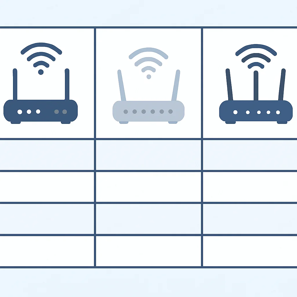 Tabela comparativa de especificações de roteadores Wi-Fi para desenvolvedores