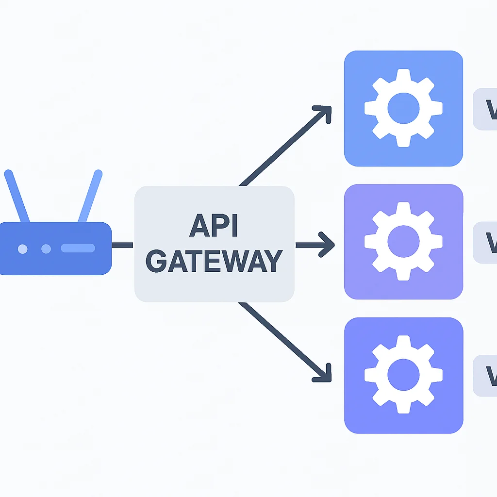Diagrama de como um API Gateway gerencia o versionamento e roteamento para diferentes versões de microsserviços
