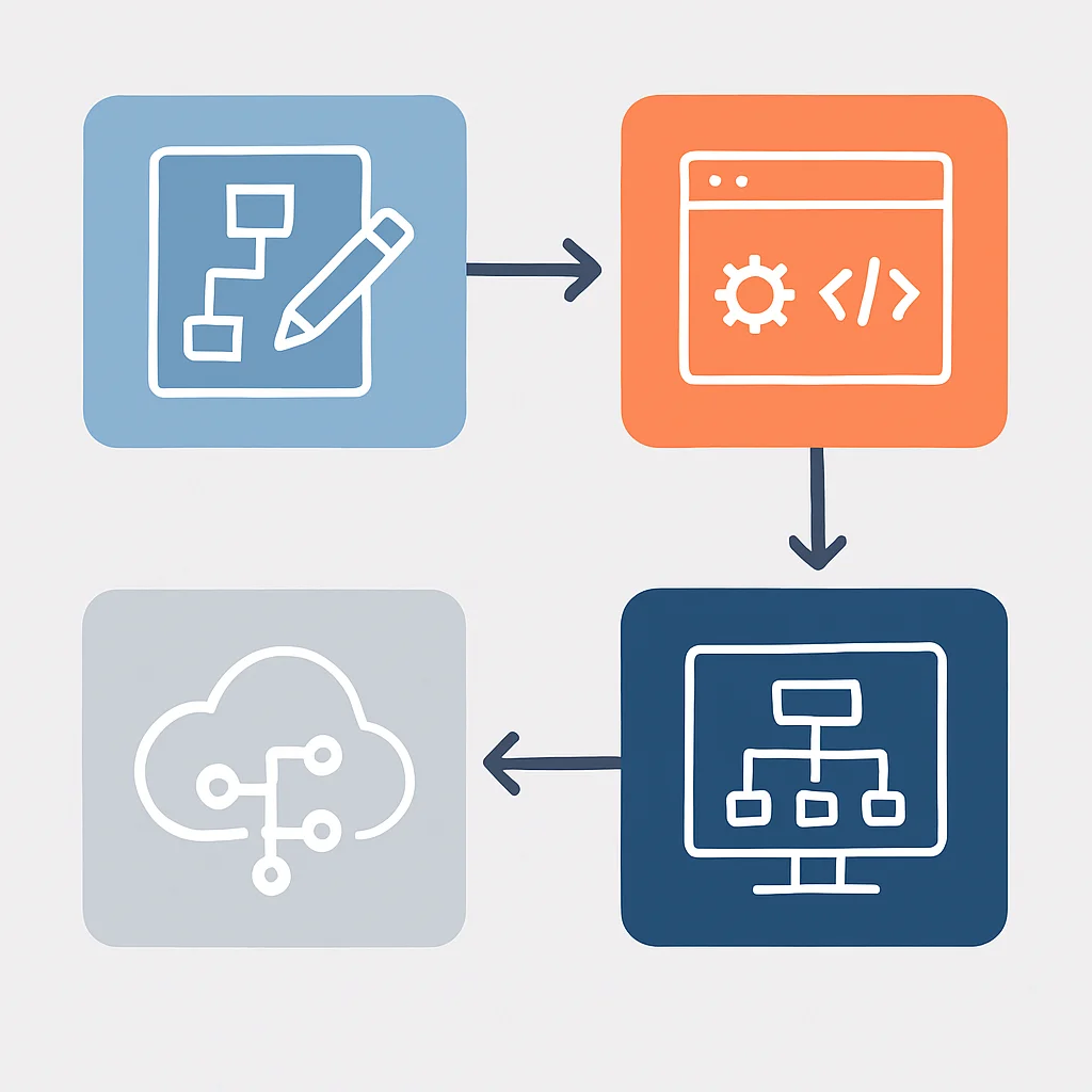 Fluxograma dos passos de implementação de um API Gateway, do design à implantação