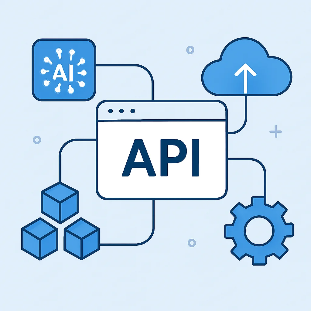 Visualização de tendências futuras de API com tecnologias interconectadas como IA e blockchain