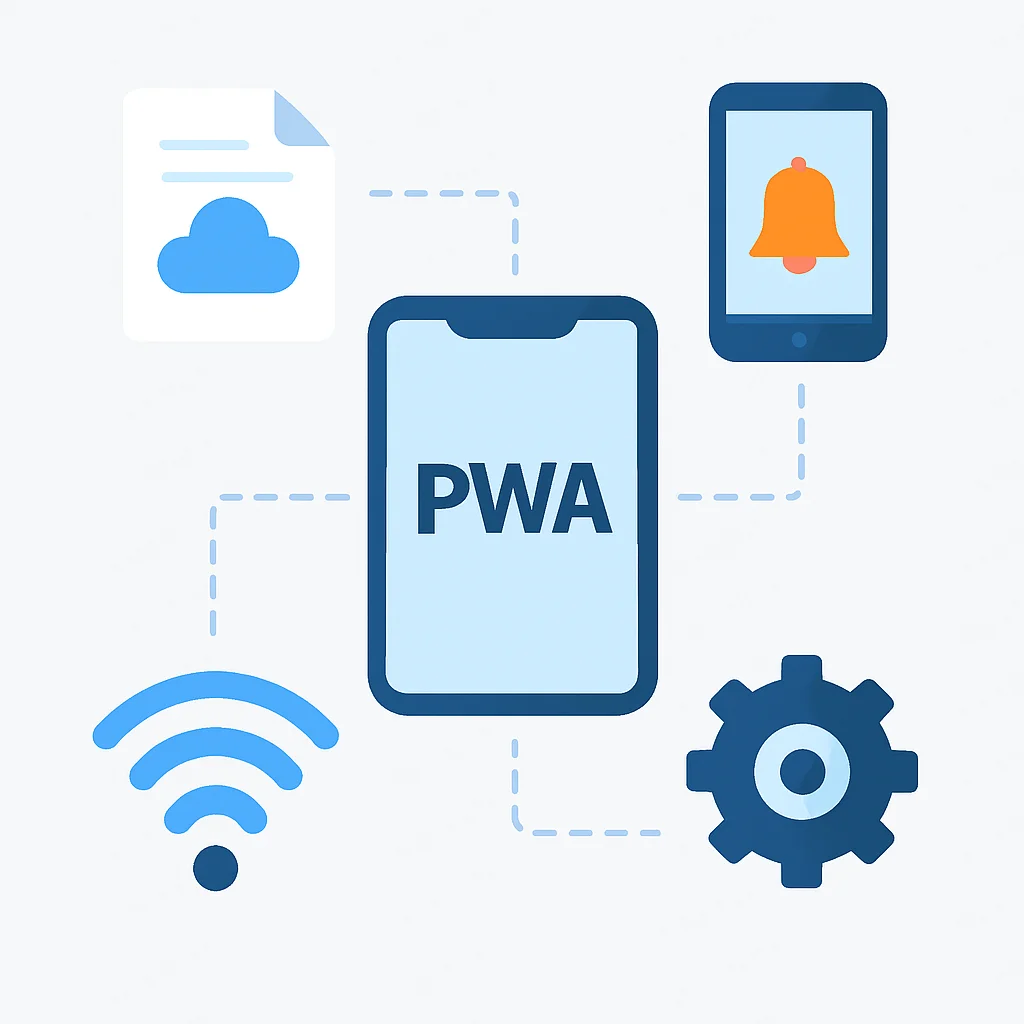 Ilustração dos desafios e soluções de PWAs