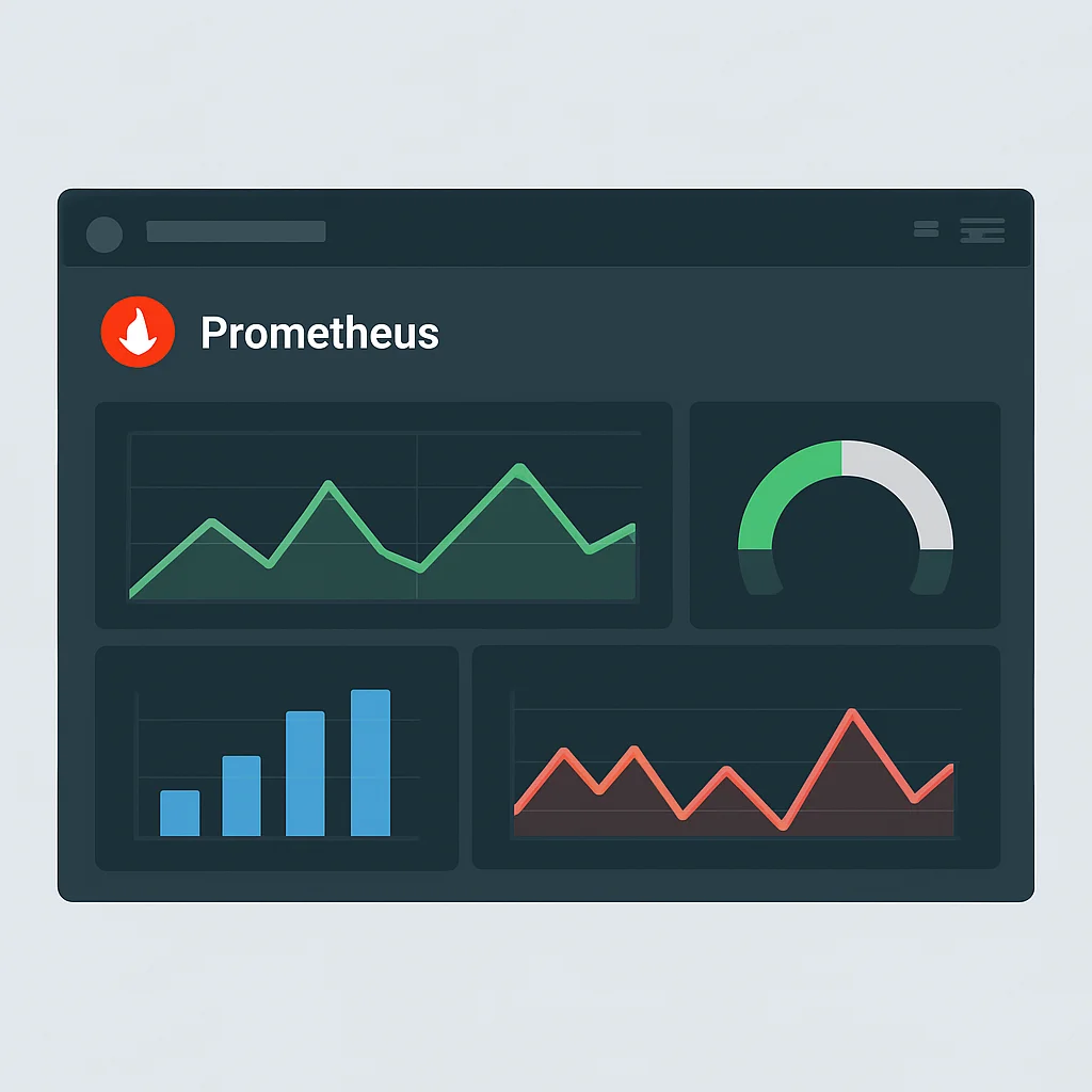 Captura de tela de um dashboard Grafana exibindo várias métricas do Prometheus