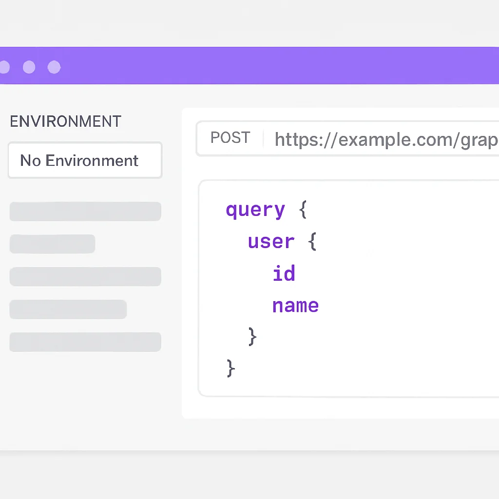 Captura de tela da interface do Insomnia exibindo configuração de ambiente e requisição GraphQL